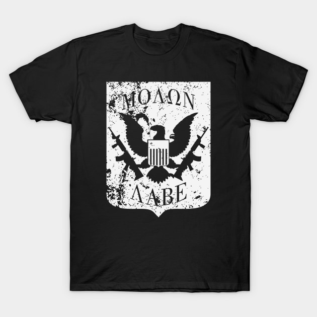 Molon Labe US Great Seal Shield White T-Shirt by AStickyObsession